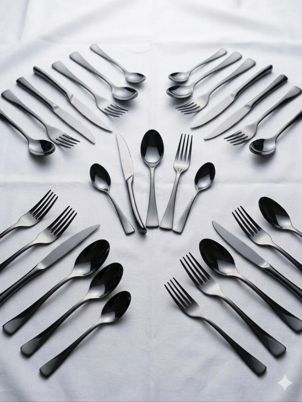 Uniturky Shiny Black Victorian Inspired - 24 Pc‎ Flatware